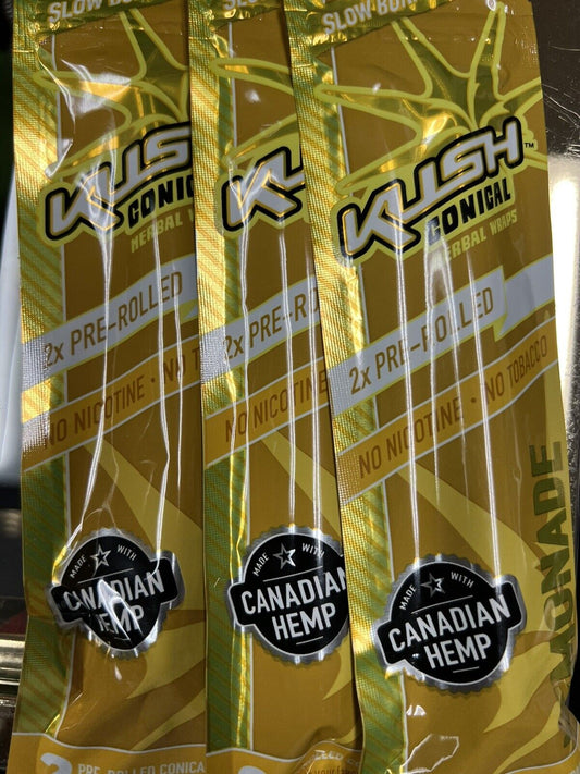 Kush Lemon Herbal Organic Hemp Natural 2 Pre-Rolled Cones Wraps Per Pack (3 Count)