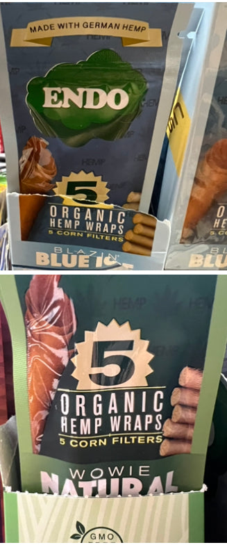 Endo Hemp Organic Natural Wraps Cones Tobacco-Free Various Flavors Sampler 4 Count